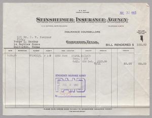 [Invoice for Insurance for Mr. D. W. Kempner, July 1953]
