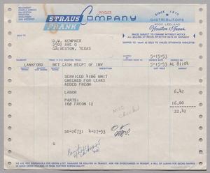 [Invoice for Services Rendered by Straus Frank Company, May 1953]