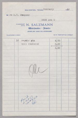 [Invoice for Repair Pin, February 1953]