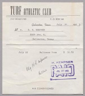 [Invoice for Balinese Room, July 1953]