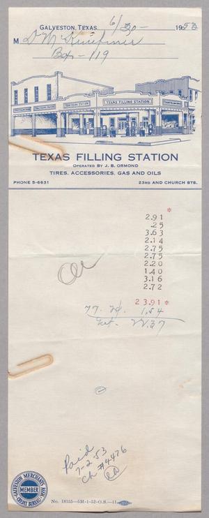 [Account Statement for Texas Filling Station: June 1953]