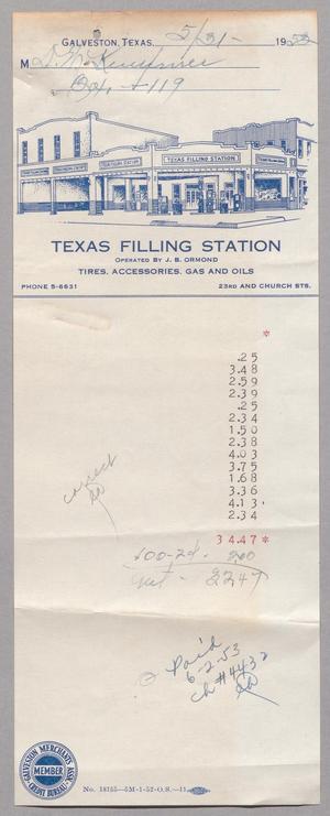 [Account Statement for Texas Filling Station: May 1953]