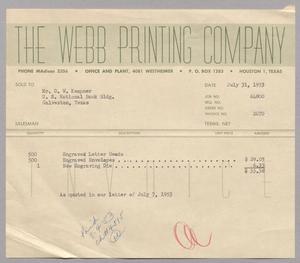 [Invoice for Items Sold to Mr. D. W. Kempner, July 1953]