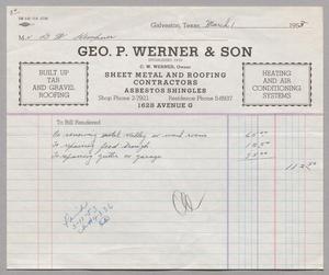 [Invoice for Bill Rendered, March 1953]
