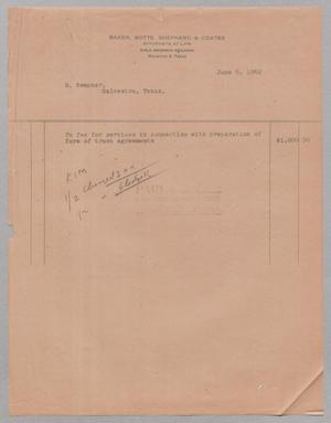 [Invoice for Services for H. Kempner, June 1962]
