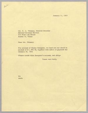 [Letter from T. E. Taylor to R. L. Phinney, January 11, 1963]