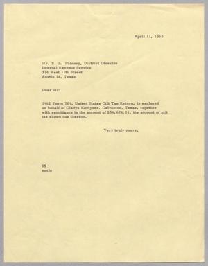 [Letter from R. I. Mehan to R. L. Phinney, April 11, 1963]