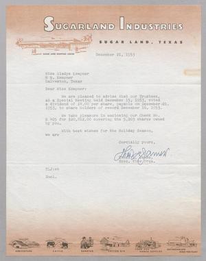 [Letter from Thomas L. James to Gladys Kempner, December 21, 1953]