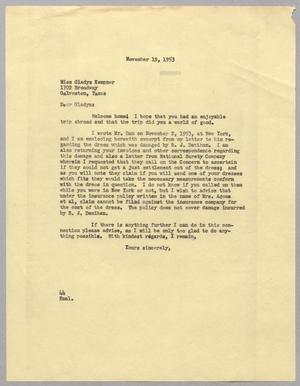 [Letter from blackshear, A. H., Jr. to Gladys Kempner, November 19, 1953]