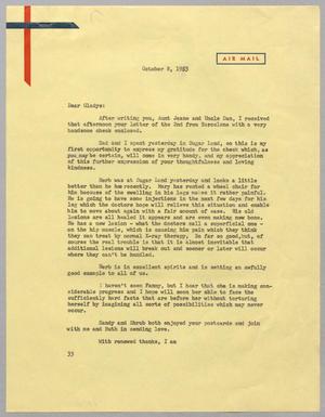 [Letter from Harris L. Kempner to Gladys Kempner, October 6, 1953]