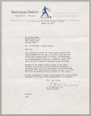 [Letter from L. H. Williams Jr. to Arthur Evans, August 27, 1953]