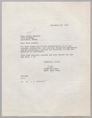 [Letter from Thomas L. James to Gladys Kempner, December 30, 1954]