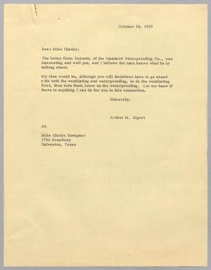 [Letter from Arthur M. Alpert to Gladys Kempner, October 30, 1959]