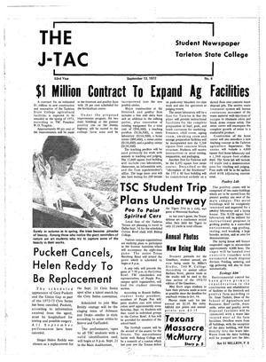 Primary view of object titled 'The J-TAC (Stephenville, Tex.), Vol. 53, No. 4, Ed. 1 Wednesday, September 13, 1972'.