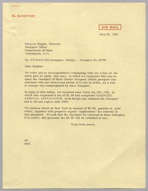 [Letter from Arthur M. Alpert to Frances Knight, May 25, 1959]