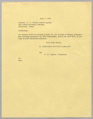 [Letter from T. E. Taylor to E. C. Arnold Agency, May 1, 1959]