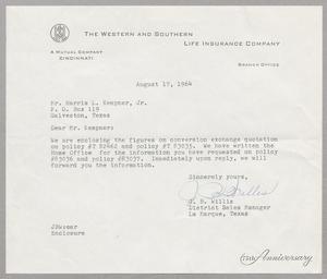 [Letter from J. B. Willis to Harris Leon Kempner, Jr., August 17, 1964]