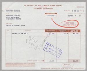 Primary view of object titled '[Invoice for Amount Due From Patient, May 1965]'.