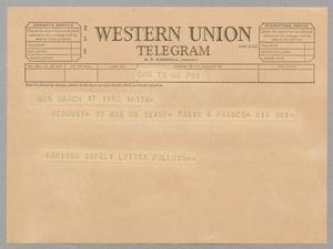 [Telegram to Bedouet, March 17, 1965]