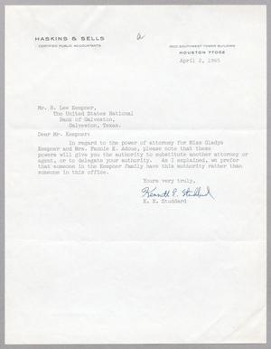 [Letter from K. E. Studdard to Robert Lee Kempner, April 2, 1965]