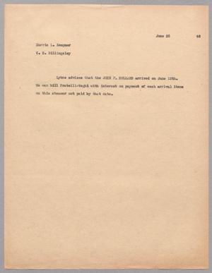 [Letter from Harris L. Kempner to C. H. Billingsley, June 25, 1946]
