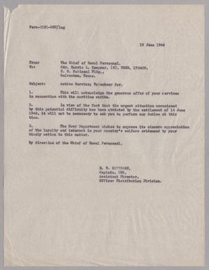 Copy of a letter from Bureau of Naval Personnel to Cdr. Harris L. Kempner, June 19, 1946]