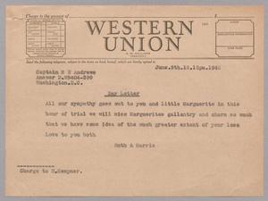 [Telegram from Ruth and Harris Kempner to M. E. Andrews, June 9, 1946]