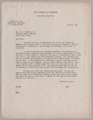 [Letter from The University of Rochester to Mr. I. H. Kempner, Jr., June 8, 1946]