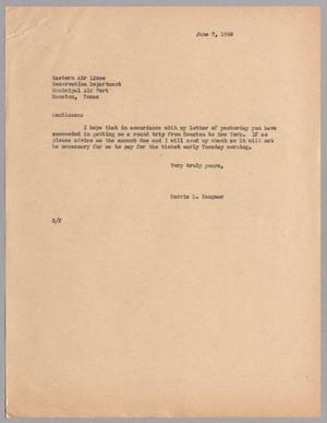 [Letter from Harris L. Kempner to Eastern Air Lines, June 7, 1946]