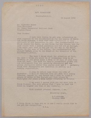 [Letter from M. E. Andrews to Mr. W. Browne Baker, August 12, 1946]