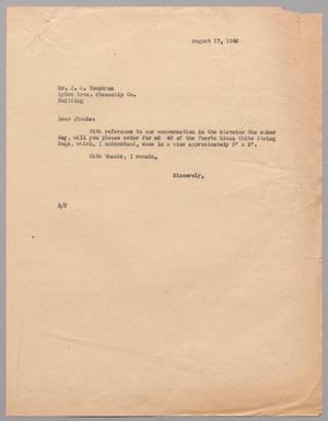 [Letter from Harris L. Kempner to Mr. J. G. Tompkins, August 17, 1946]