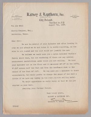 [Letter from Ratsey & Lapthorn, Inc. to Harris Kempner, August 7, 1946]