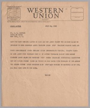 [Telegram from Harris Kempner to Isaac H. Kempner, July 26, 1946]