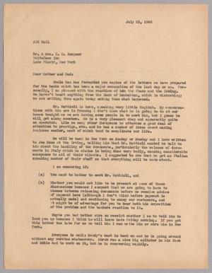 Primary view of object titled '[Letter from Harris L. Kempner to Mr. & Mrs. I. H. Kempner, July 23, 1946]'.