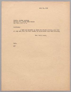 [Letter from Harris Leon Kempner to Messrs. Brooks Brothers, July 18, 1946]