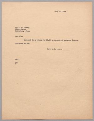 [Letter from Harris Leon Kempner to E. W. Conway, July 18, 1946]