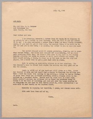 [Letter from Harris L. Kempner to Mr. and Mrs. I. H. Kempner, July 17, 1946]