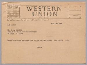 [Telegram from Harris Kempner to Isaac H. Kempner, July 1, 1946]