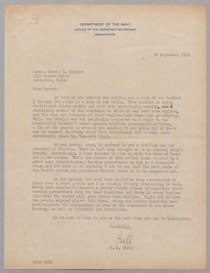 [Letter from Department of the Navy to Comdr. Harris L. Kempner, September 10, 1946]