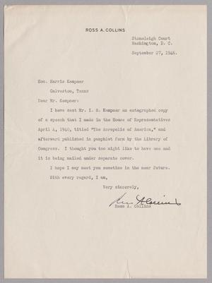 [Letter from Ross A. Collins to Hon. Harris Kempner, September 27, 1946]