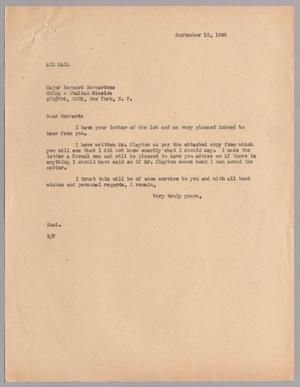 [Letter from Harris L. Kempner to Major Bernard Bernardone, September 10, 1946]