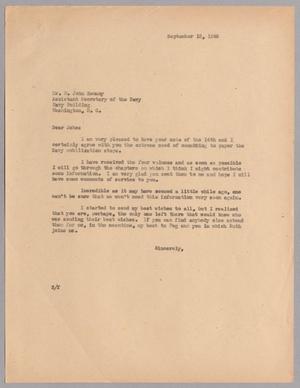 [Letter from Harris L. Kempner to Mr. W. John Kenney, September 18, 1946]