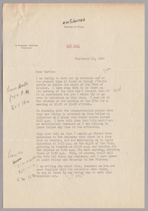 [Letter from R. H. White's to Mr. Harris Kempner, September 12, 1946]