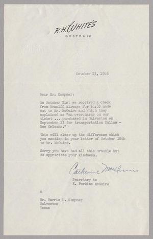[Letter from R. H. White's to Mr. Harris L. Kempner, October 23, 1946]