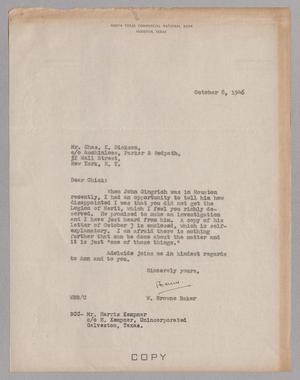 [Letter from W. Browne Baker to Mr. Chas. K. Dickson, October 8, 1946]