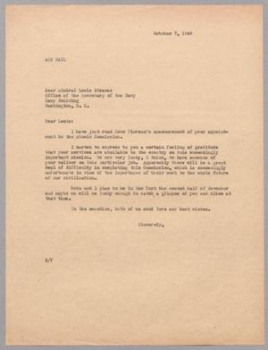 [Copy of a letter from Harris L. Kempner to Rear Admiral Lewis Strauss, October 7, 1946]