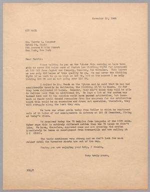 [Letter from Fred H. Rayner to Mr. Harris L. Kempner, November 20, 1946]