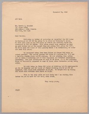 [Letter from Fred H. Rayner to Mr. Harris L. Kempner, November 19, 1946]