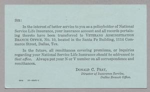 [Postal Card from Donald C. Pray to Harris Leon Kempner, October 4,1946]