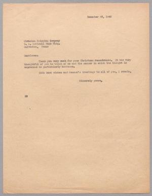 [Letter from Harris L. Kempner to Strachan Shipping Company, December 23, 1946]
